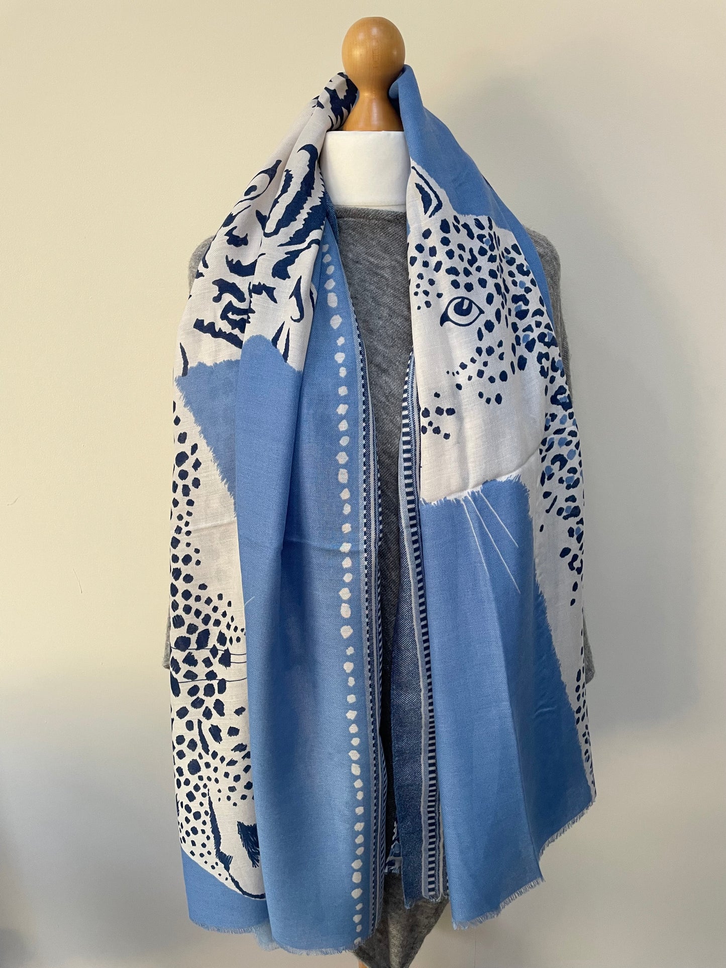 Summer Blue Tiger and Leopards Scarf