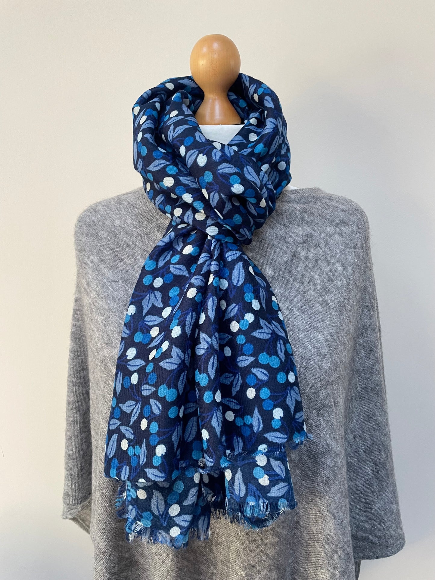 Winter Blue Little Berries Scarf