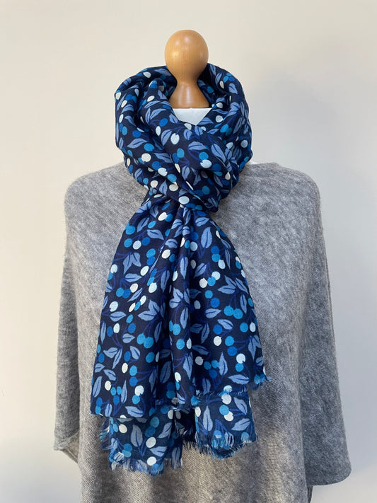Winter Blue Little Berries Scarf