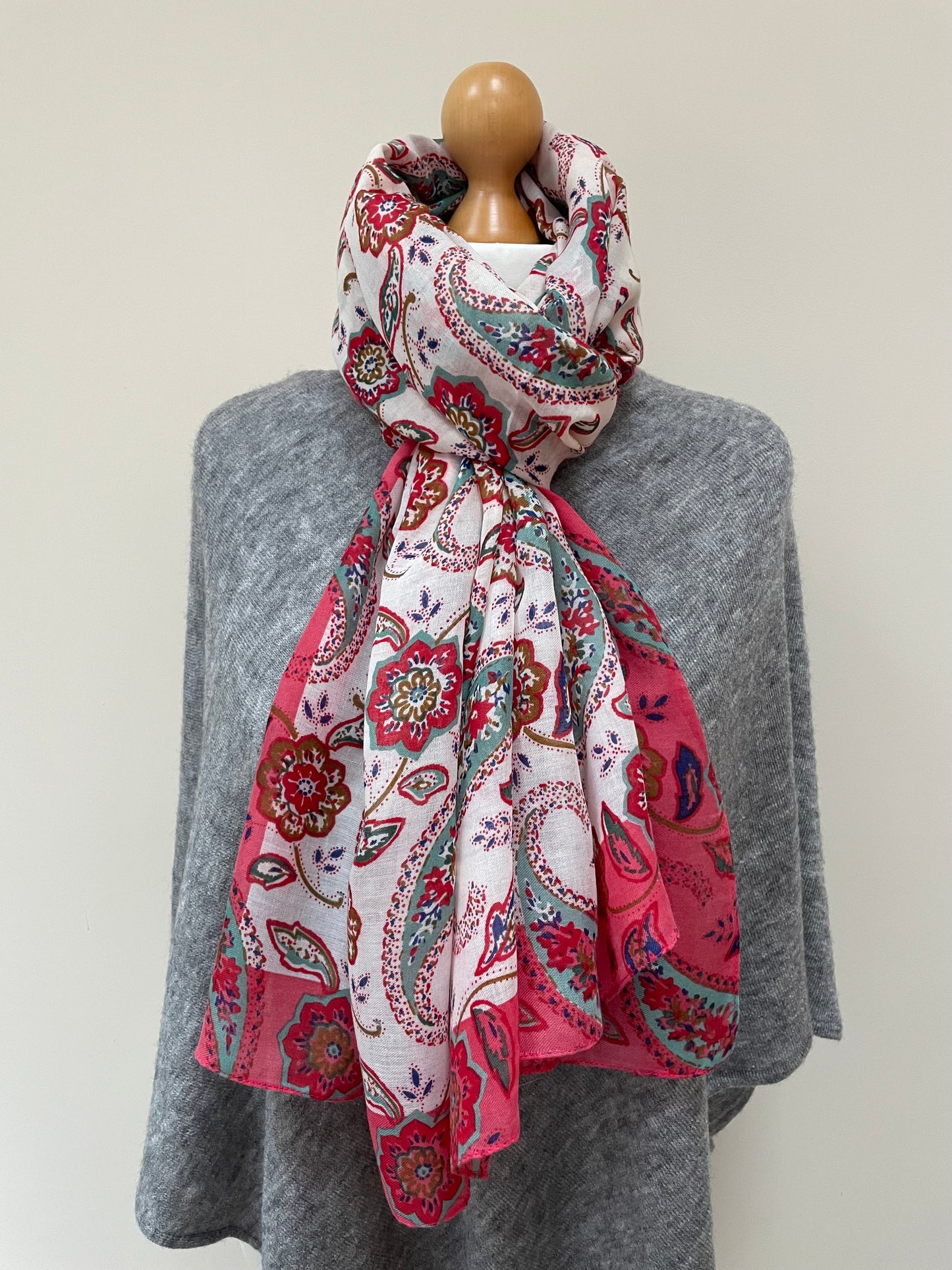 Summer Pink Paisley Print Scarf