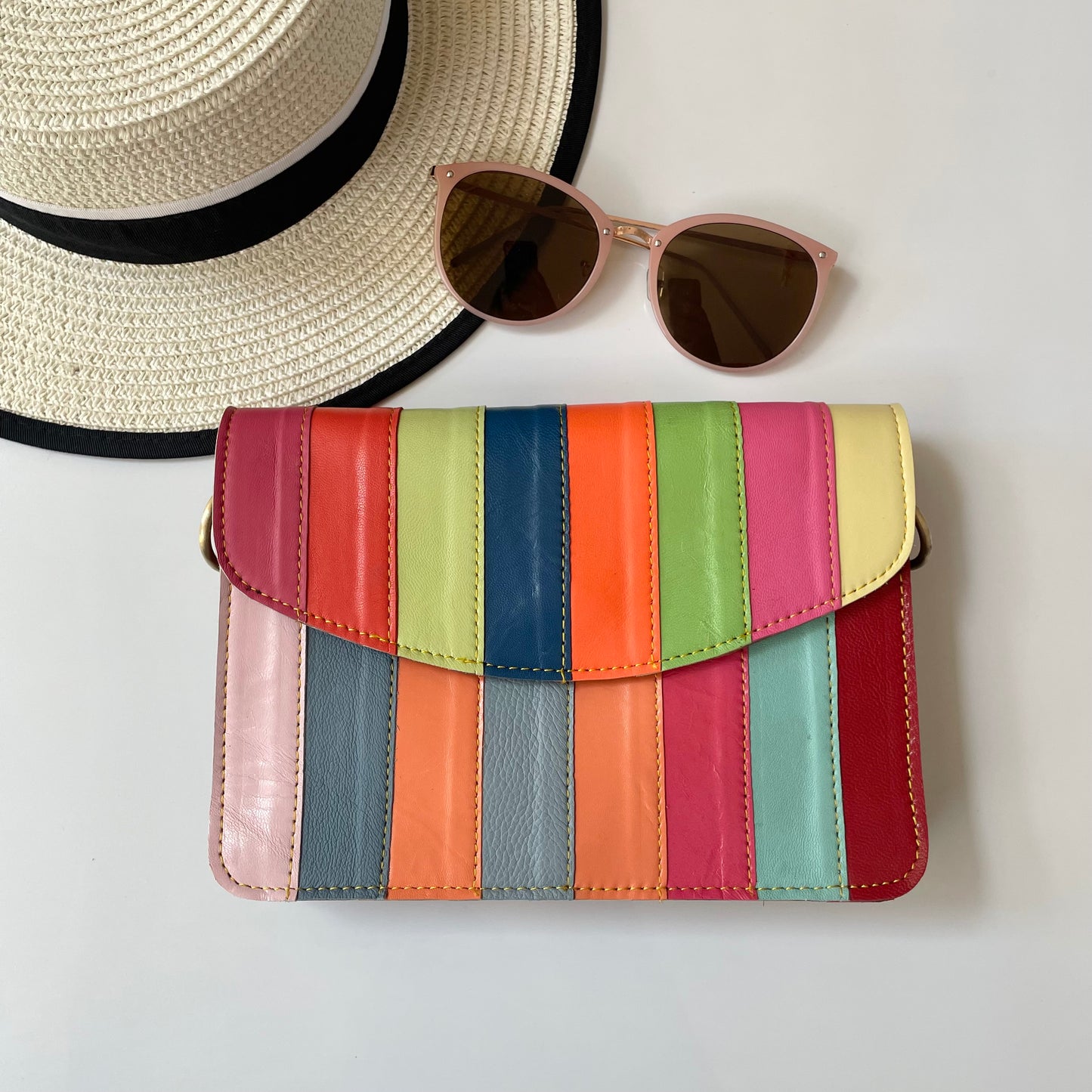 Nephele Lucy Bags Unique Handmade Recycled Sustainable Upcycled Leather Rainbow