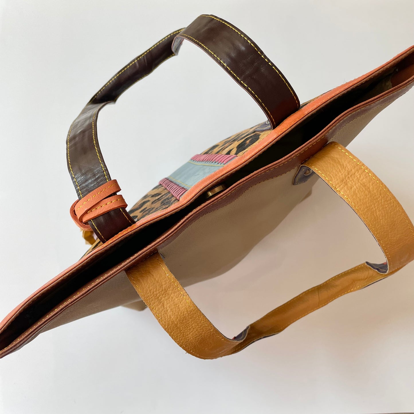 Nephele April Tote Bag Unique Handmade Recycled Sustainable Leather