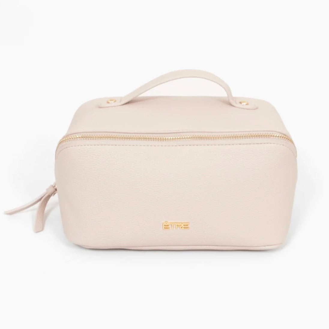 Cream Vanity Case Pebbled Faux Leather