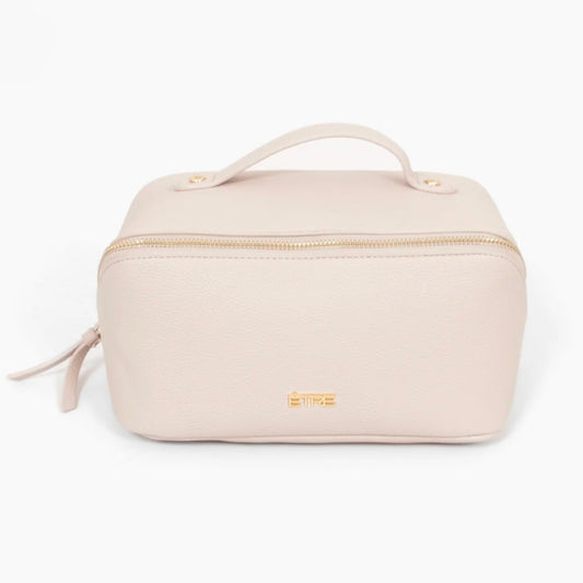 Cream Vanity Case Pebbled Faux Leather