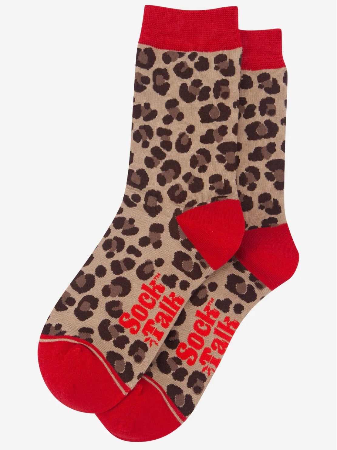 Red Leopard Print Bamboo Socks UK Size 3-7