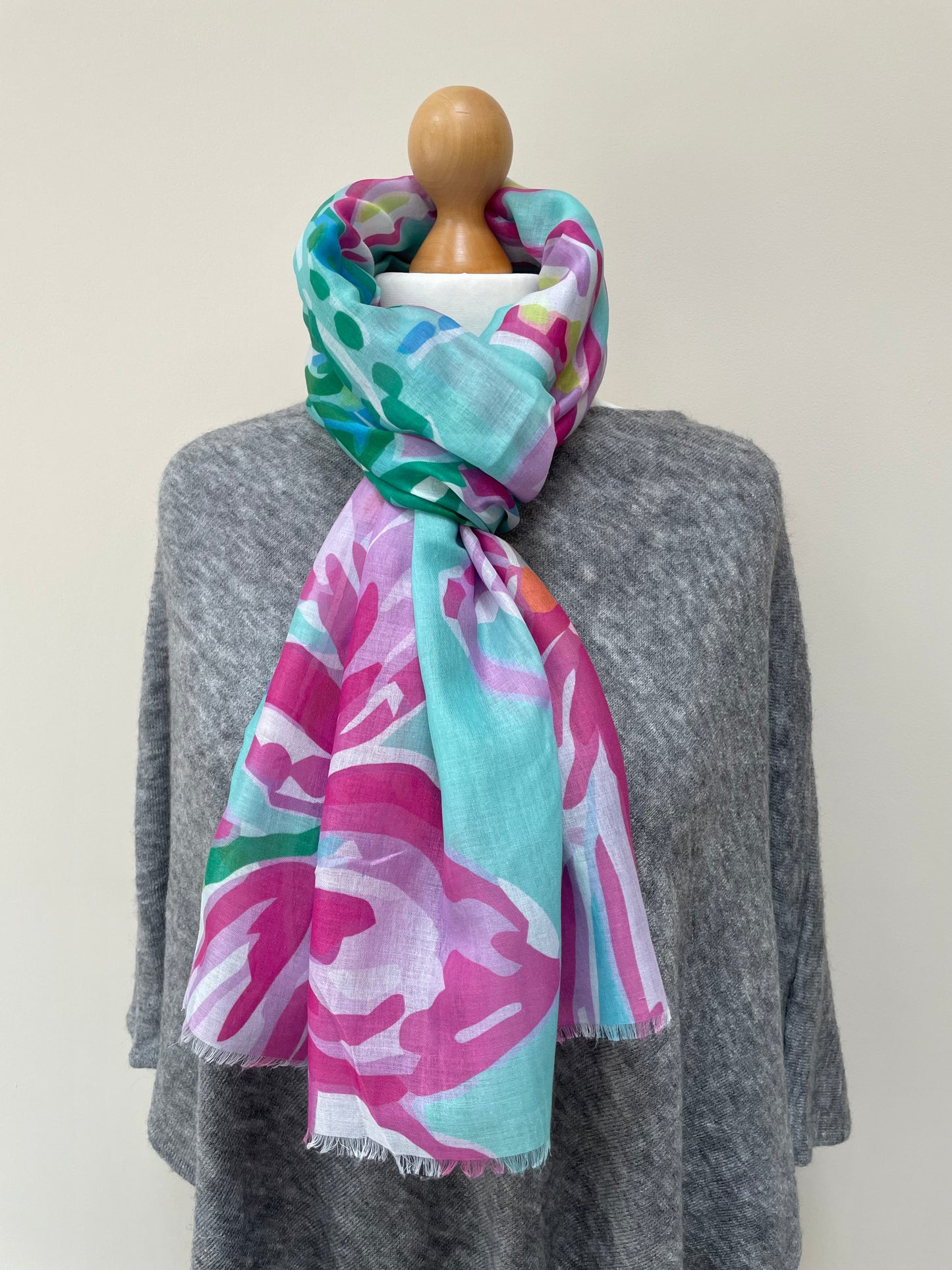 Summer Pink and Green Scarf