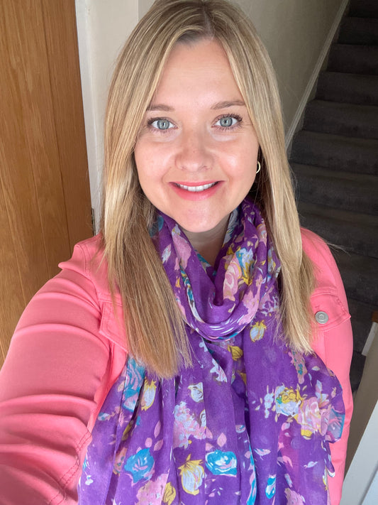 Spring Violet Floral Scarf