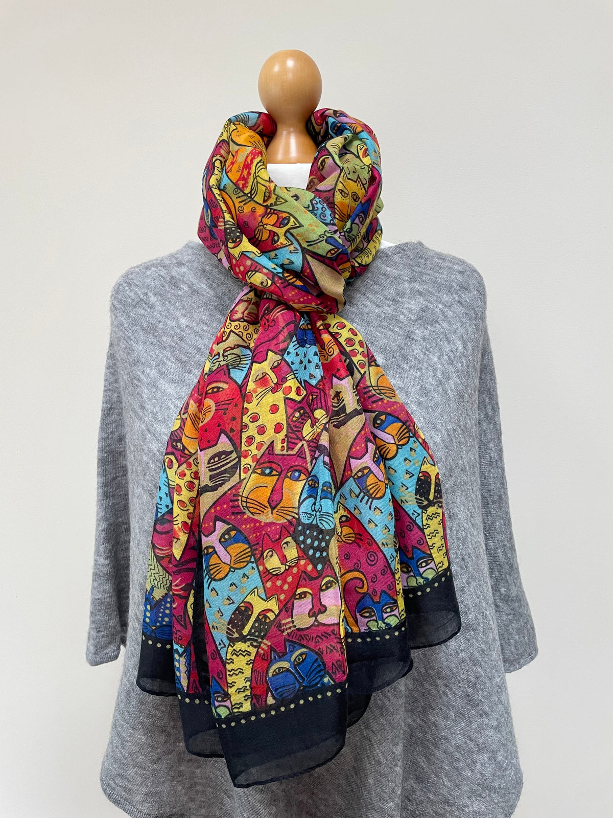 Black Fun Cats Scarf