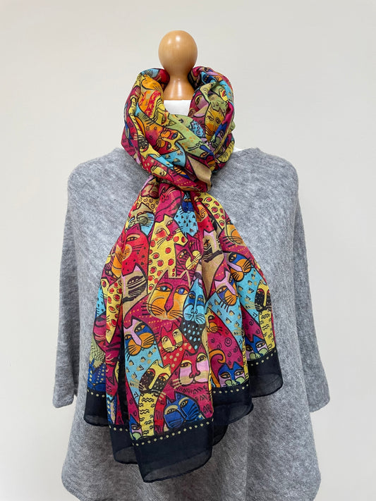 Black Fun Cats Scarf