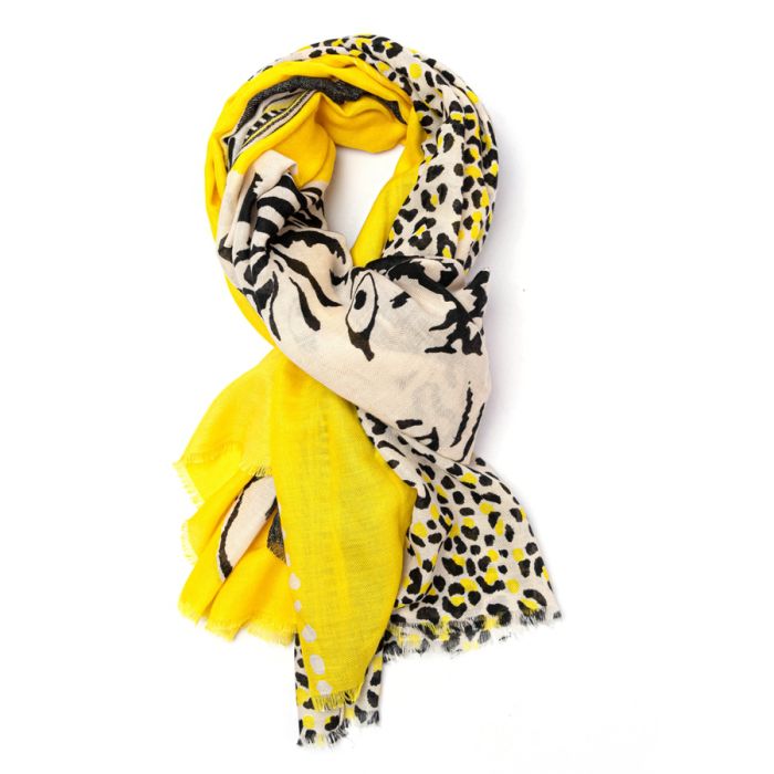 Winter Yellow Tiger and Leopards Scarf