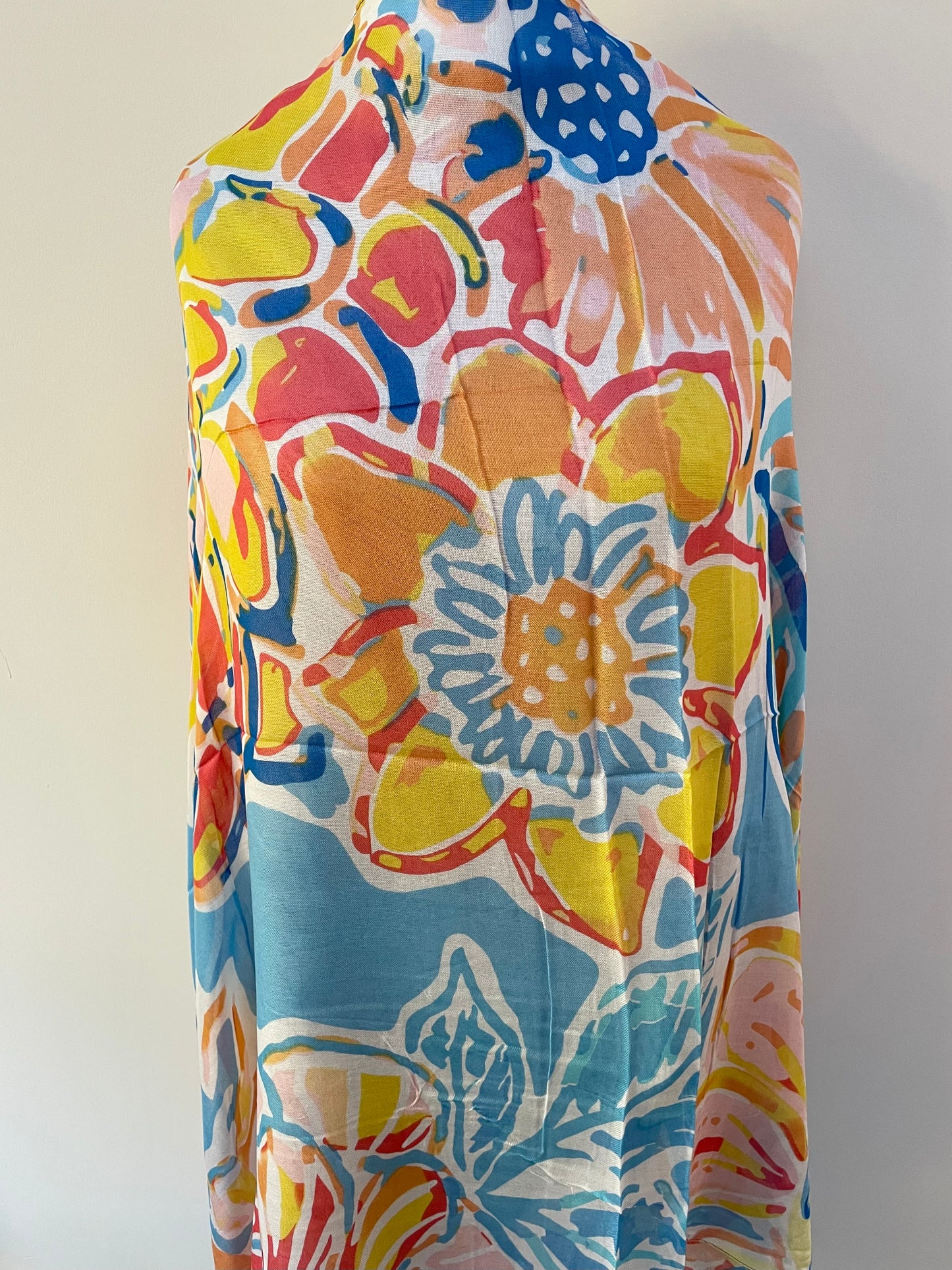 Blue Large Tropical Scarf