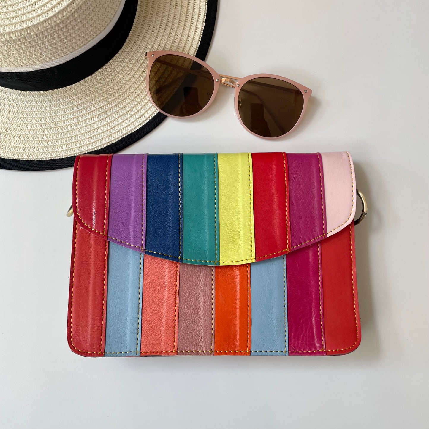 Nephele Lucy Bags Unique Handmade Recycled Sustainable Upcycled Leather Rainbow
