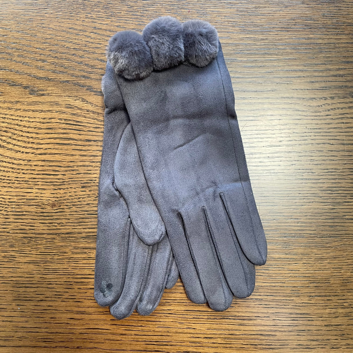 Winter Grey Pom Pom Gloves