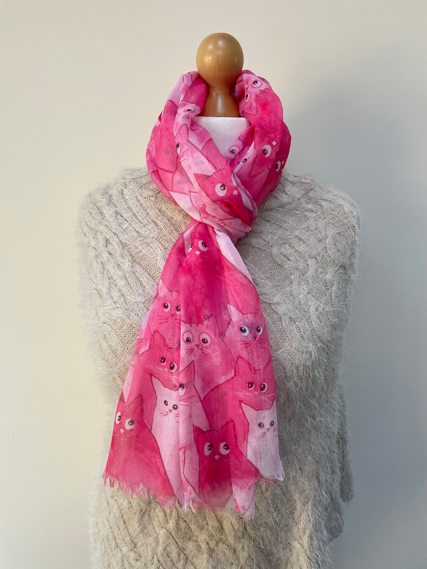 Spring Pink Cats Scarf
