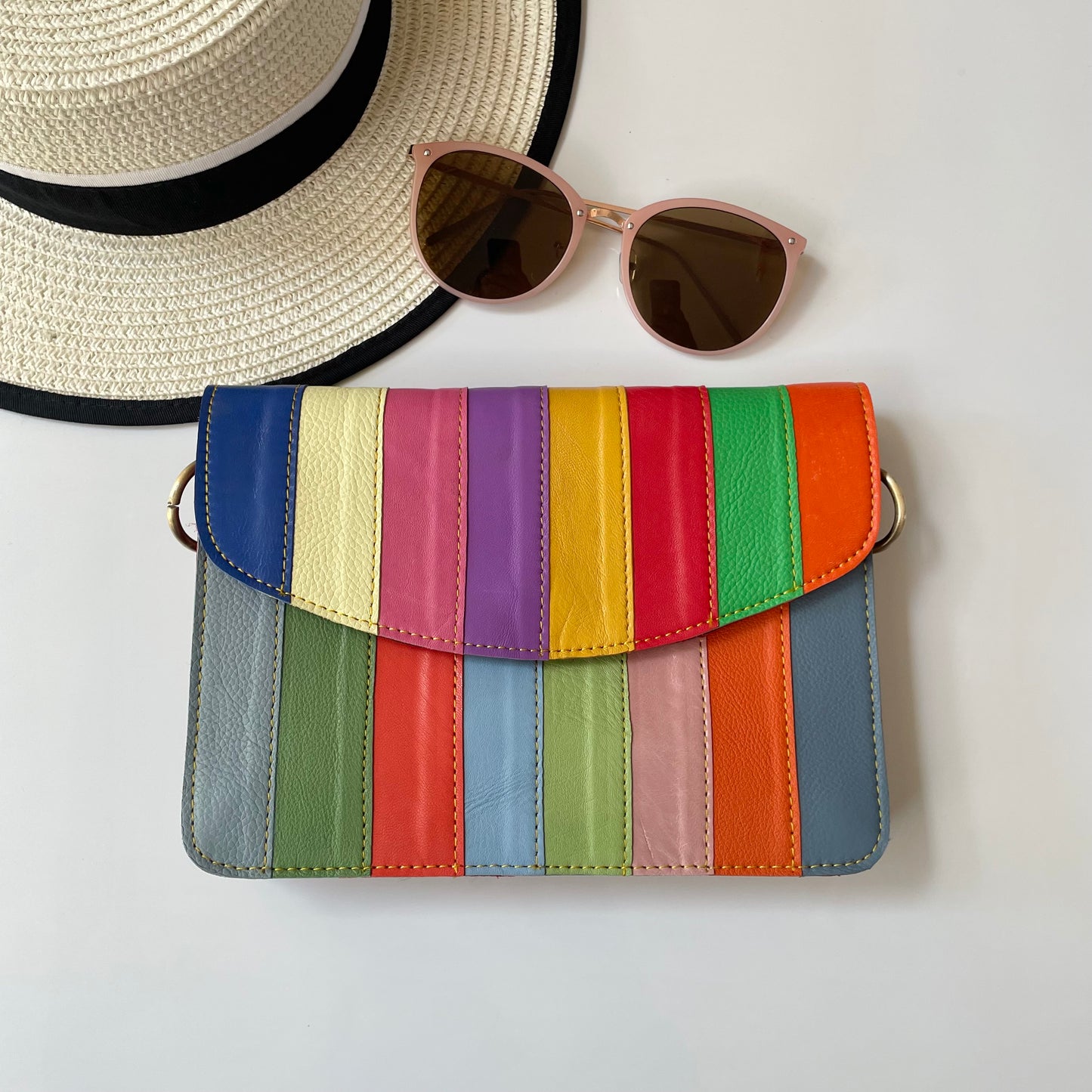 Nephele Lucy Bags Unique Handmade Recycled Sustainable Upcycled Leather Rainbow