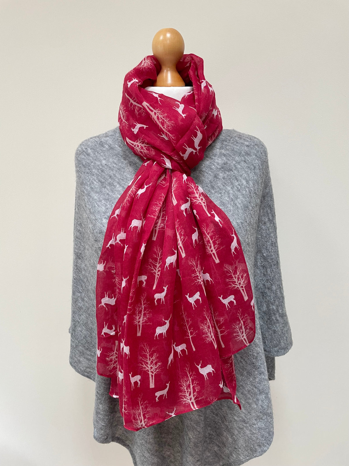 Summer and Winter Red Christmas Deer Scarf