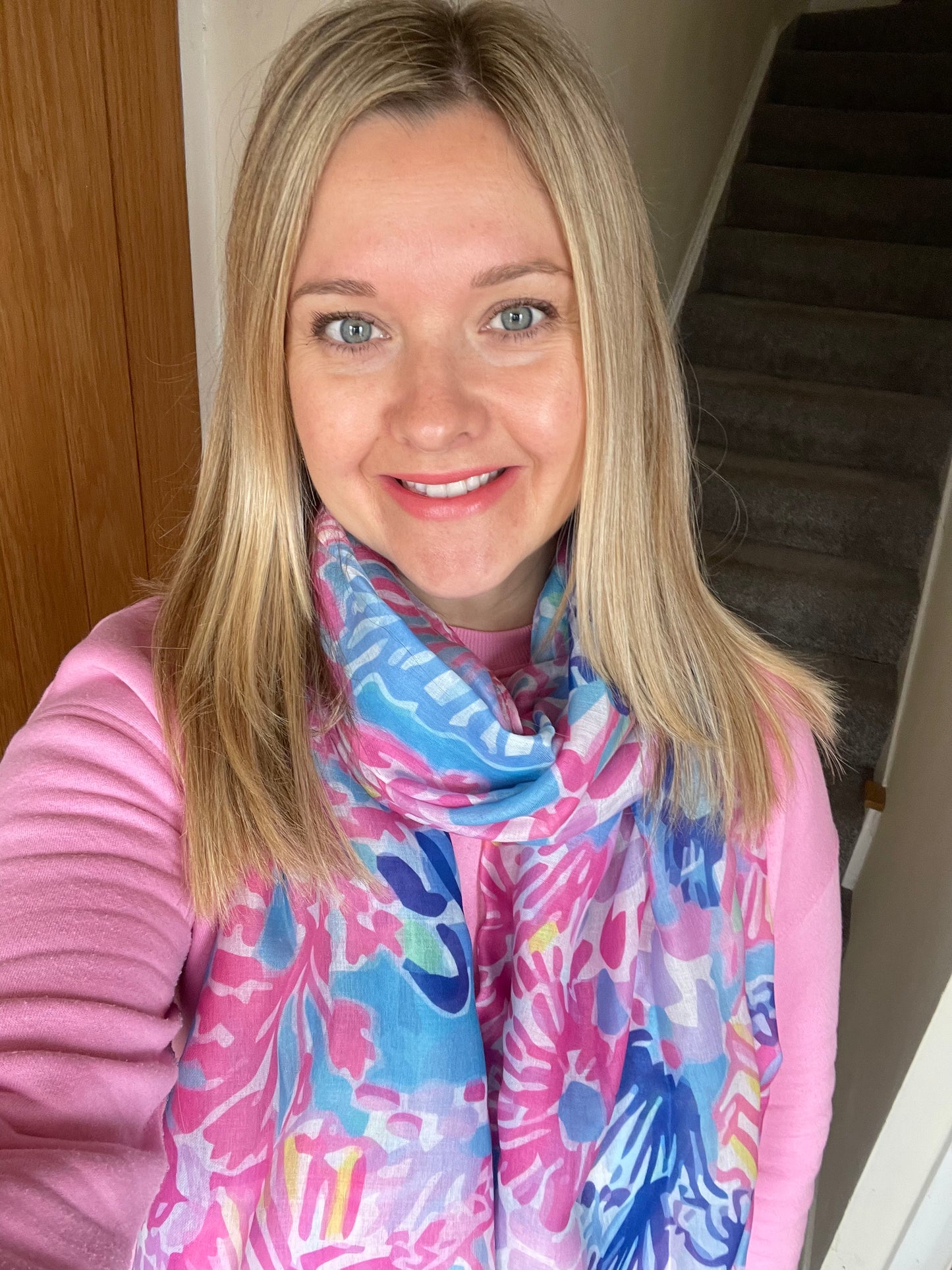 Summer Blue and Pink Shell Scarf