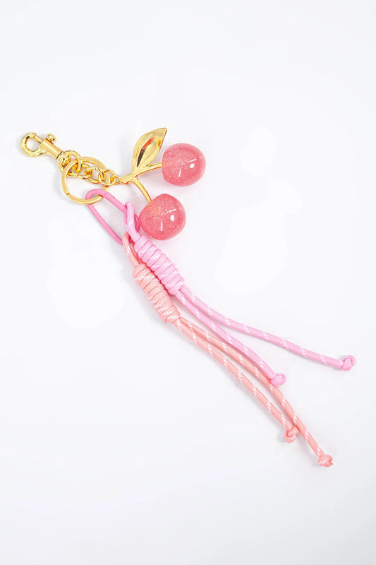 Cherries Clip On Bag Charm in Pink
