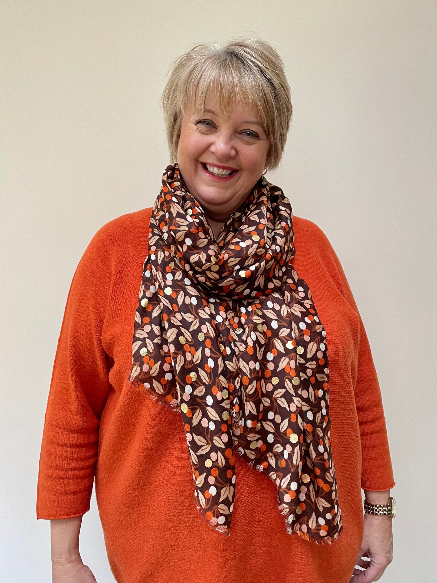 Autumn Brown Leaf Scarf
