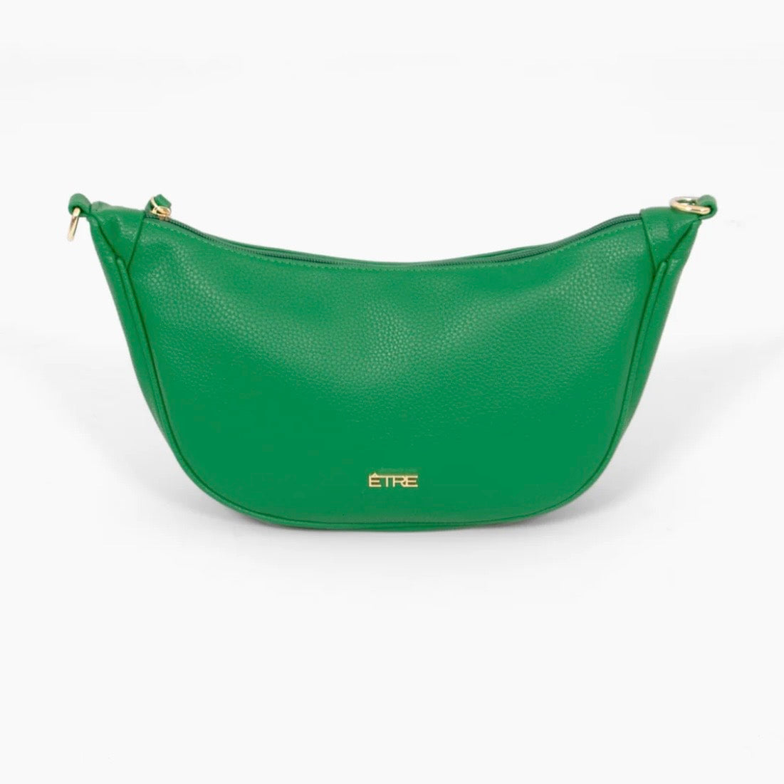 Green Half Moon Crossbody Bag - Pebbled Faux Leather