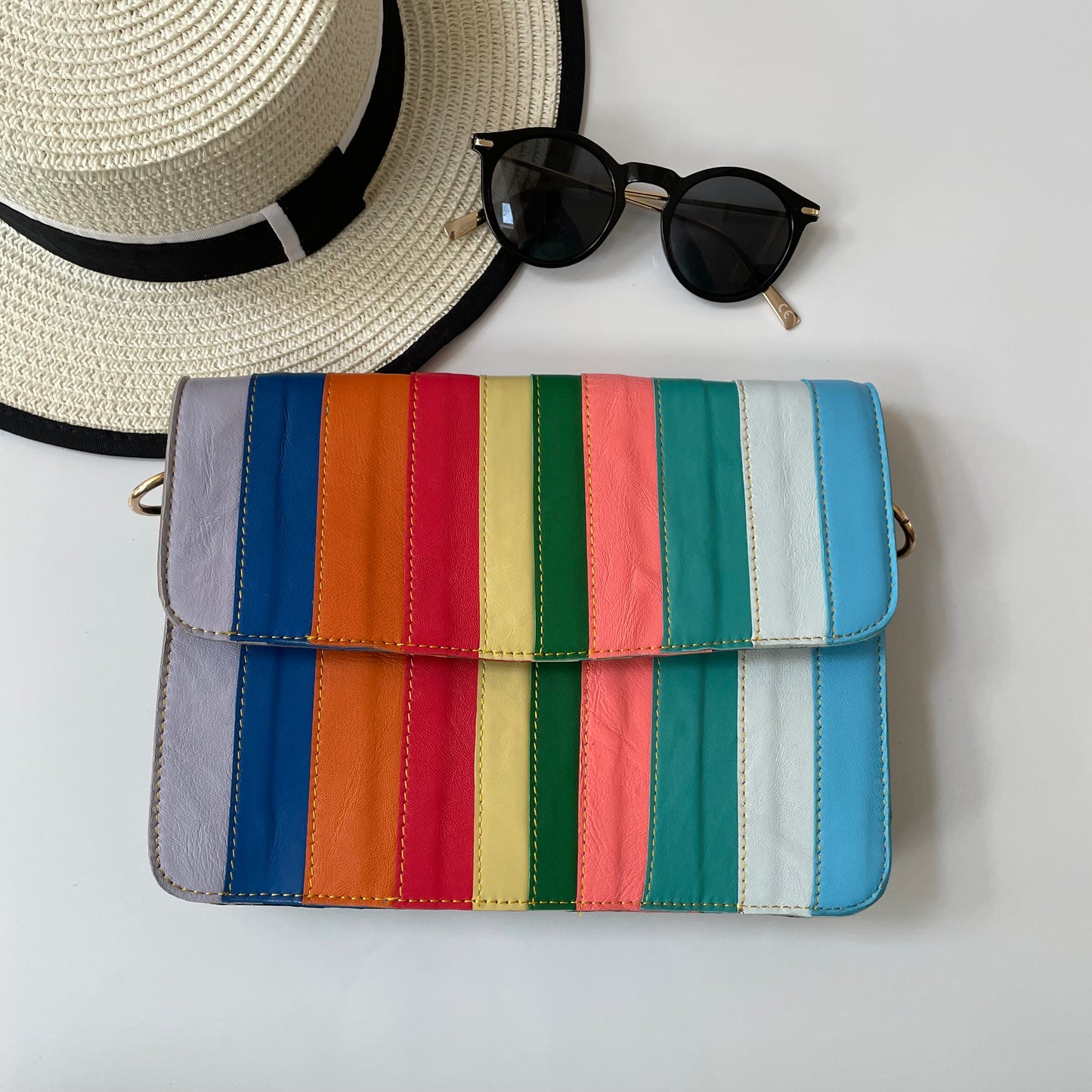 Nephele Luna Bags Unique Handmade Recycled Sustainable Upcycled Leather Rainbow