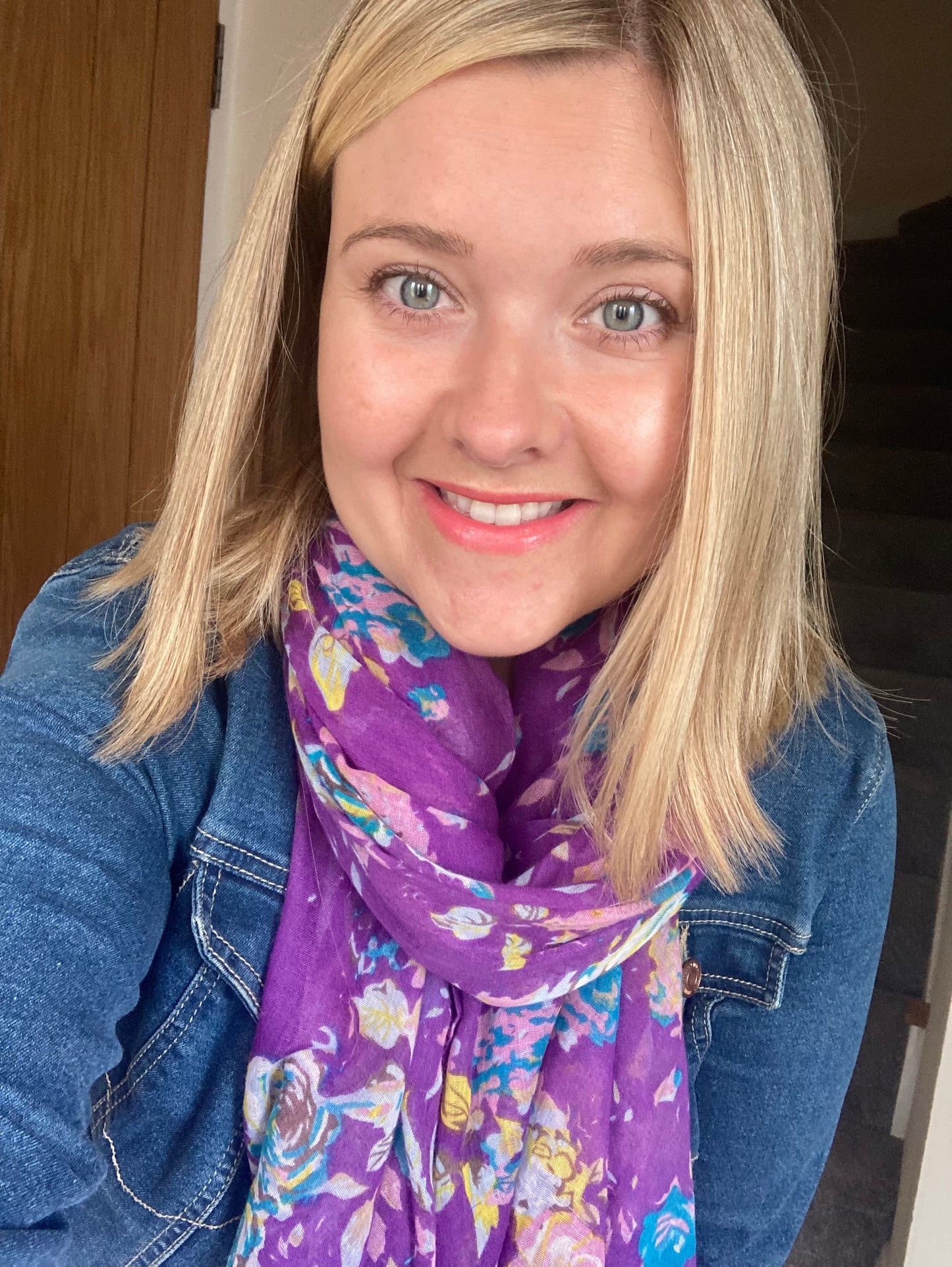 Spring Violet Floral Scarf