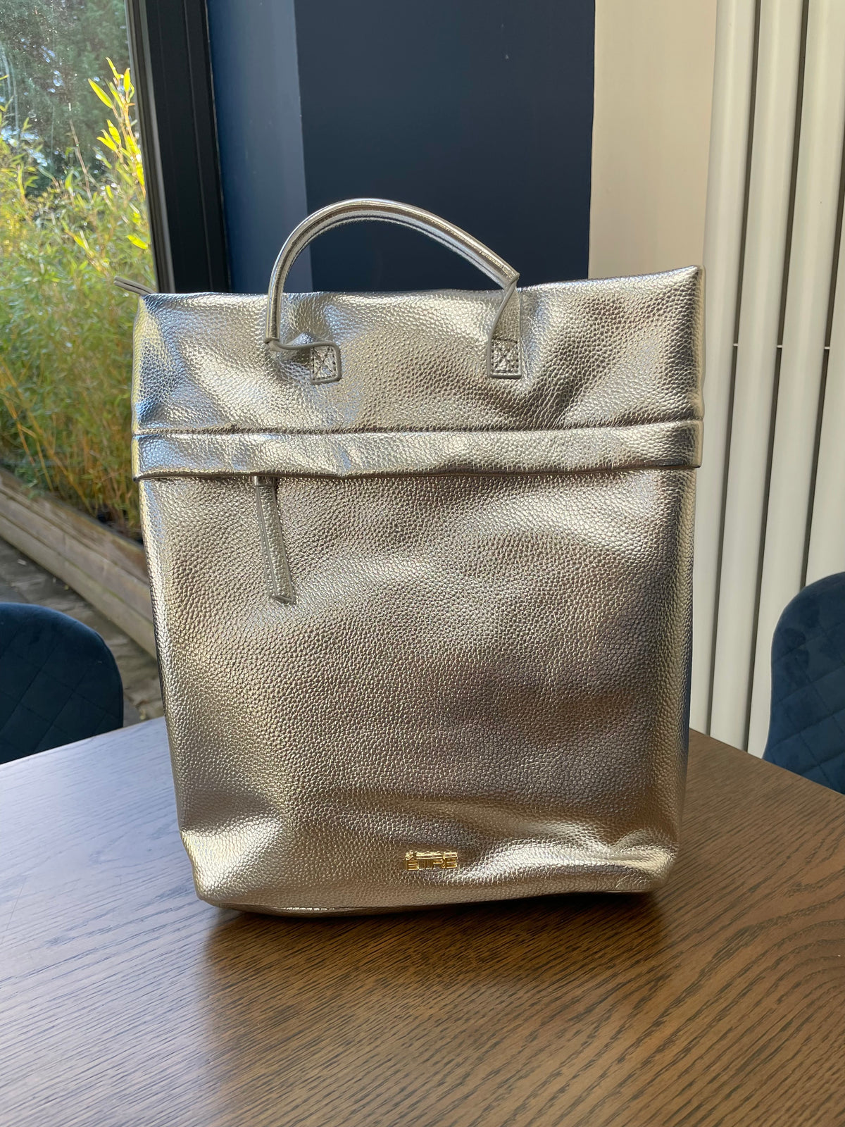 Silver Top Handle Backpack