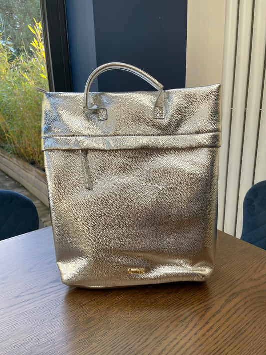 Silver Top Handle Backpack