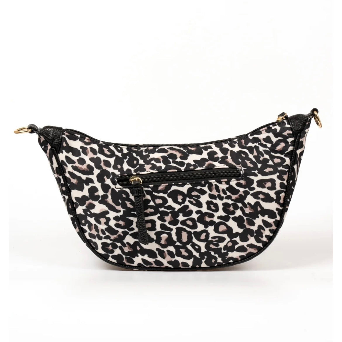Leopard Print Half Moon Bag Nylon/PU