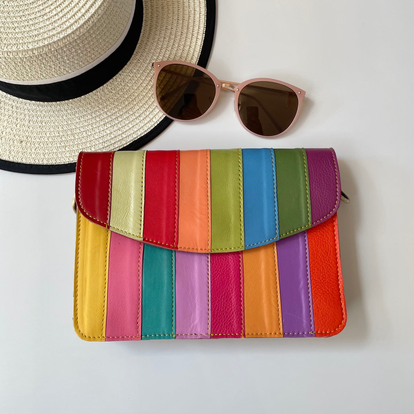 Nephele Lucy Bags Unique Handmade Recycled Sustainable Upcycled Leather Rainbow
