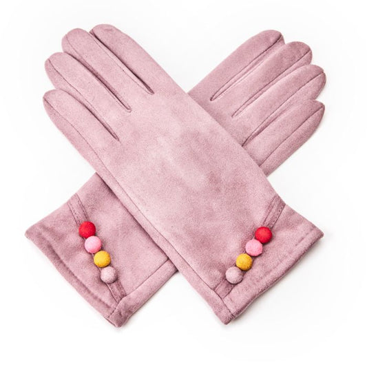 Summer Purple Colourful Button Gloves