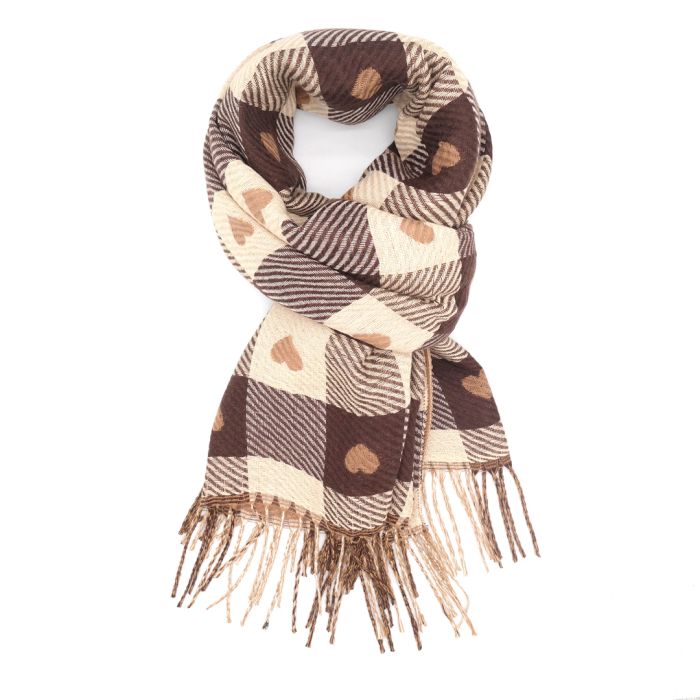 Spring and Autumn Brown Heart Scarf