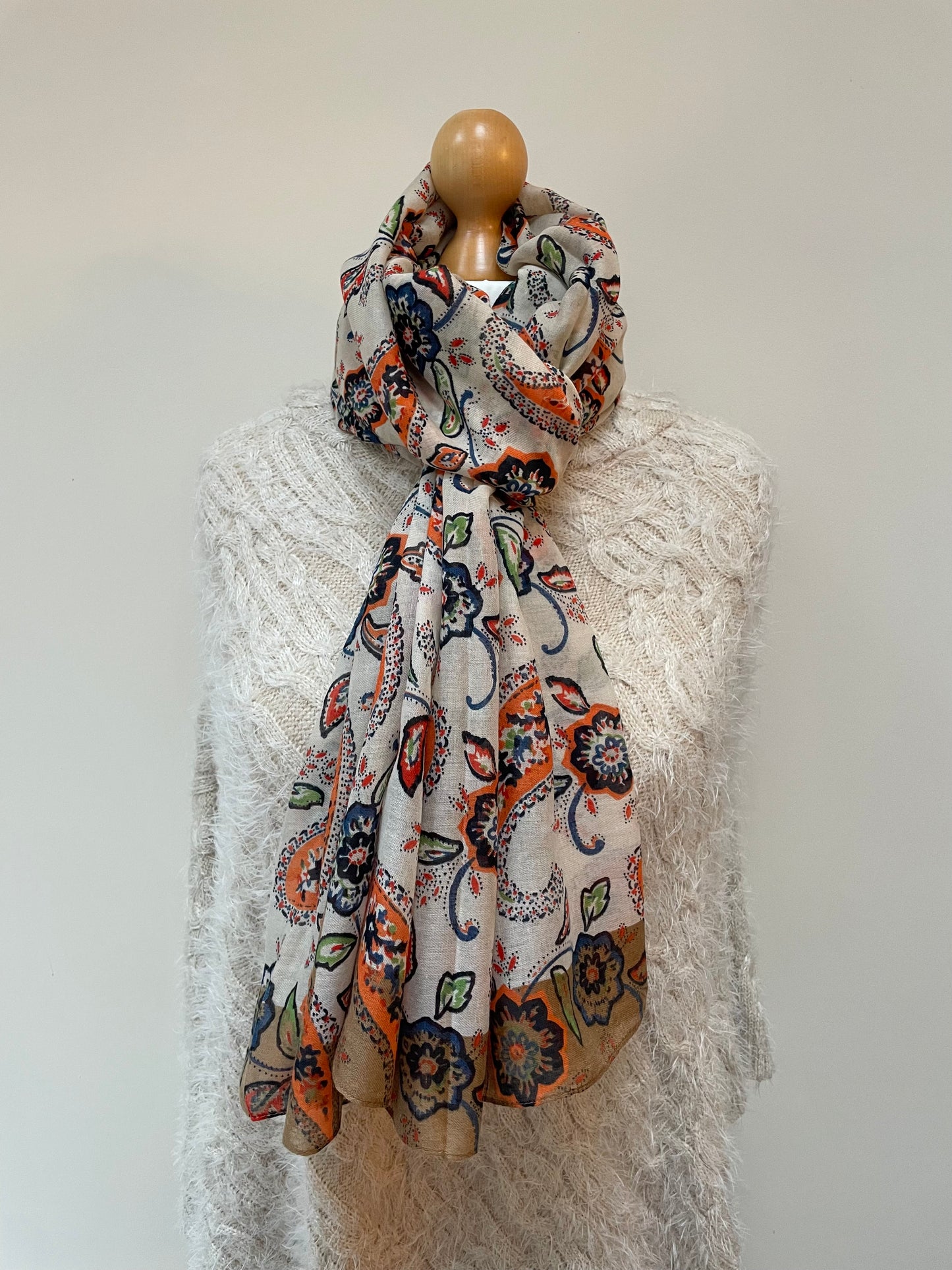 Autumn Mushroom Paisley Print Scarf