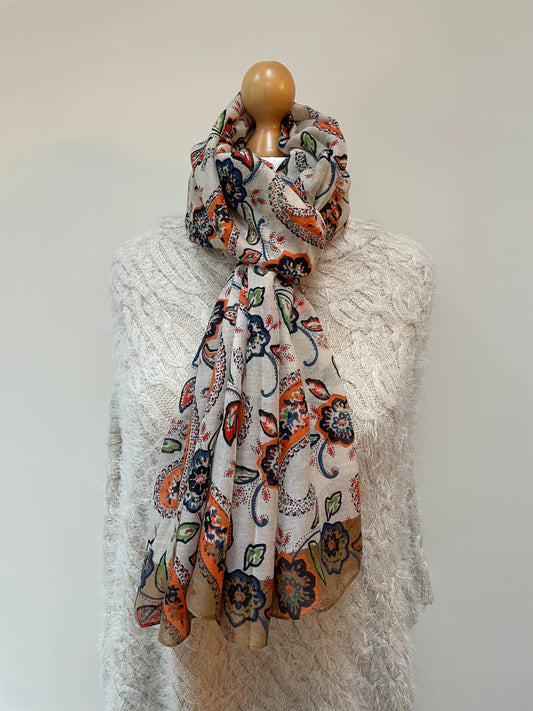 Autumn Mushroom Paisley Print Scarf