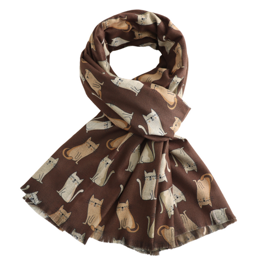 Spring and Autumn Brown Cats Cosy Scarf LAST ONE