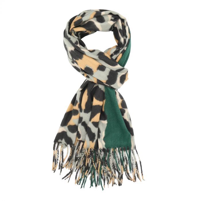 Green Edge Leooard Print Scarf
