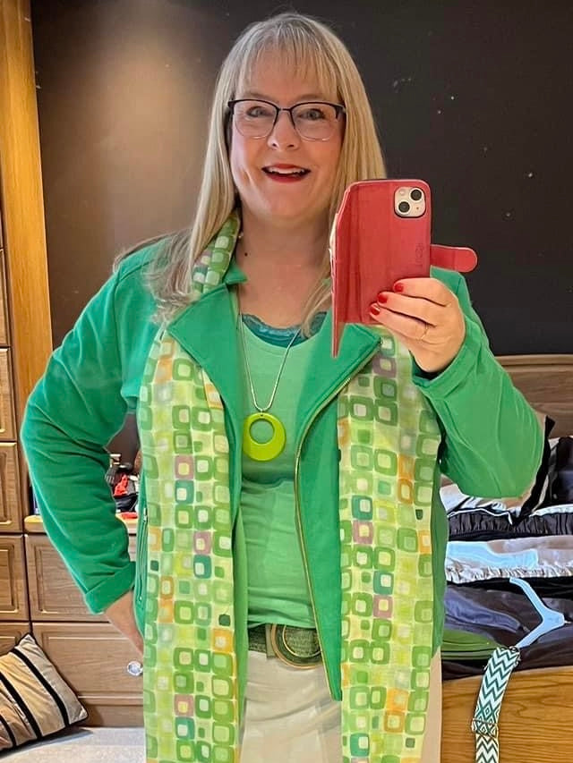 Spring Green Squares Scarf