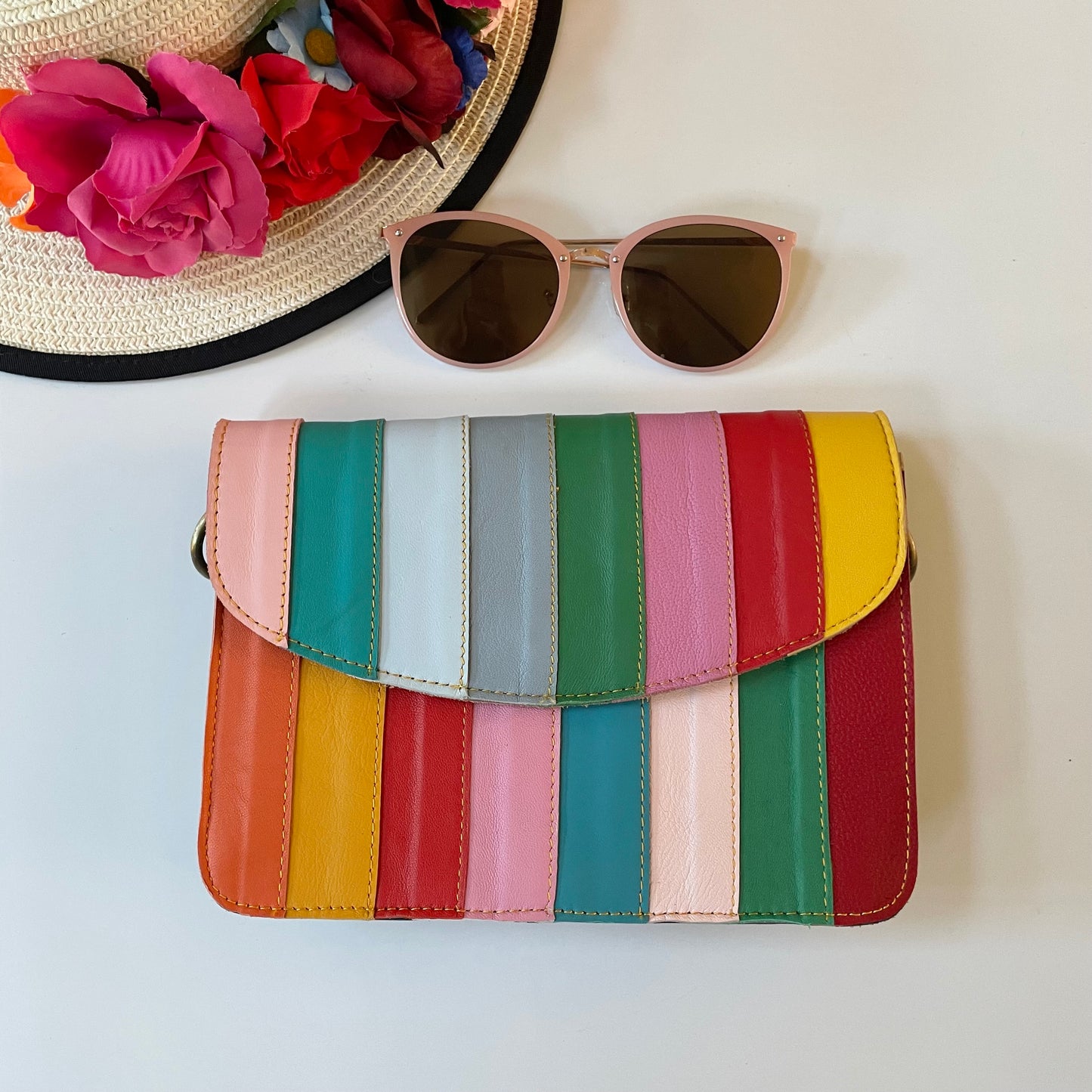 Nephele Lucy Bags Unique Handmade Recycled Sustainable Upcycled Leather Rainbow