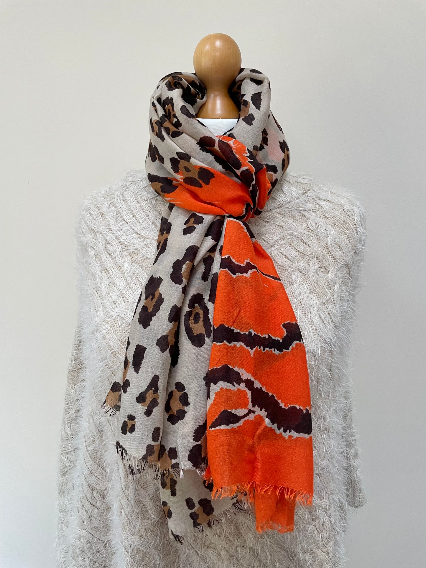 Spring and Autumn Orange Leopard and Tiger Scarf