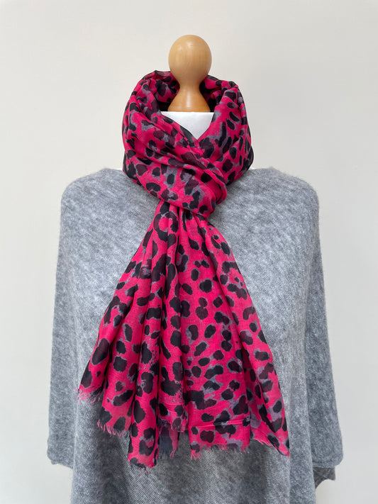 Winter Pink Leopard Scarf