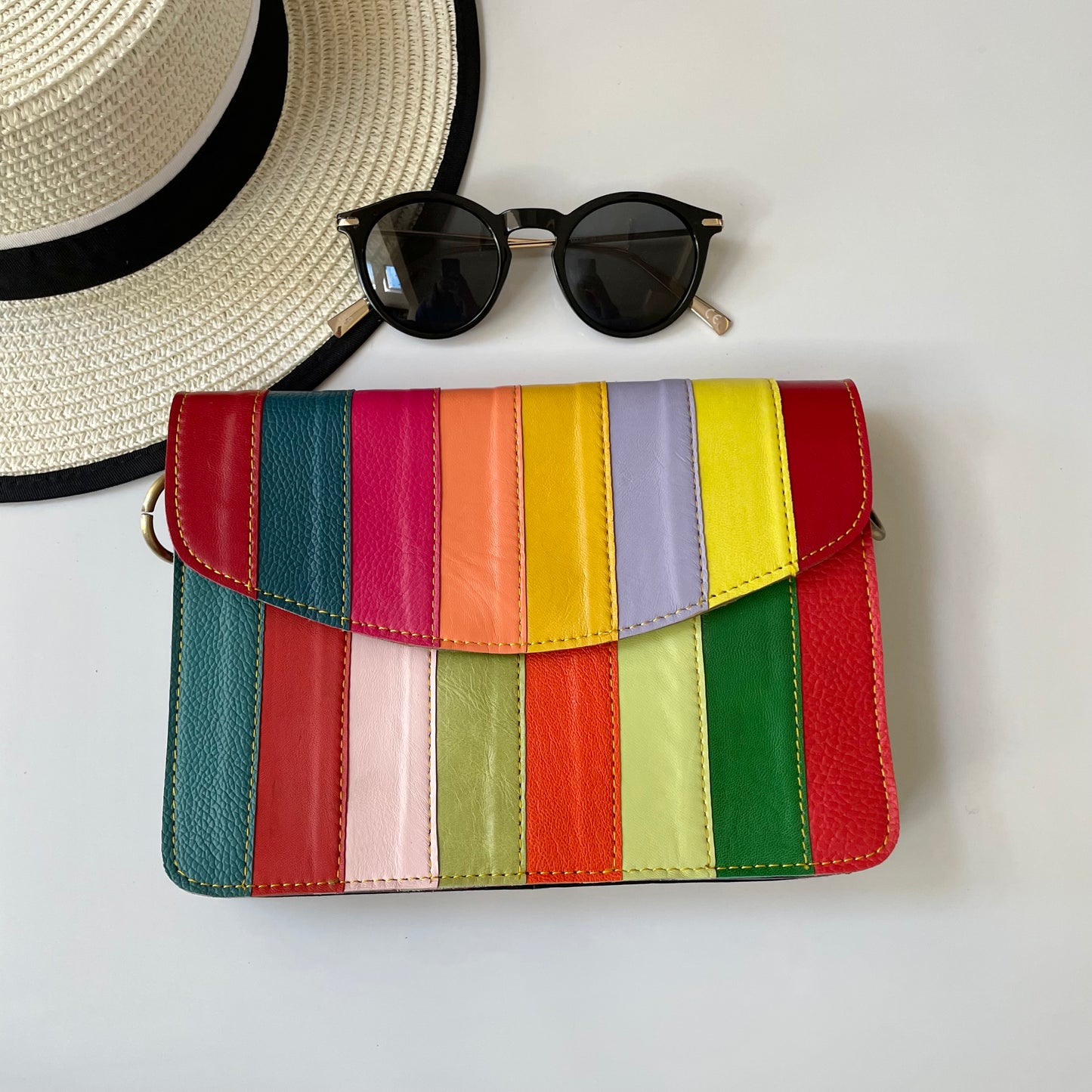 OUTLET Nephele Lucy Bag Unique Handmade Recycled Sustainable Leather Rainbow