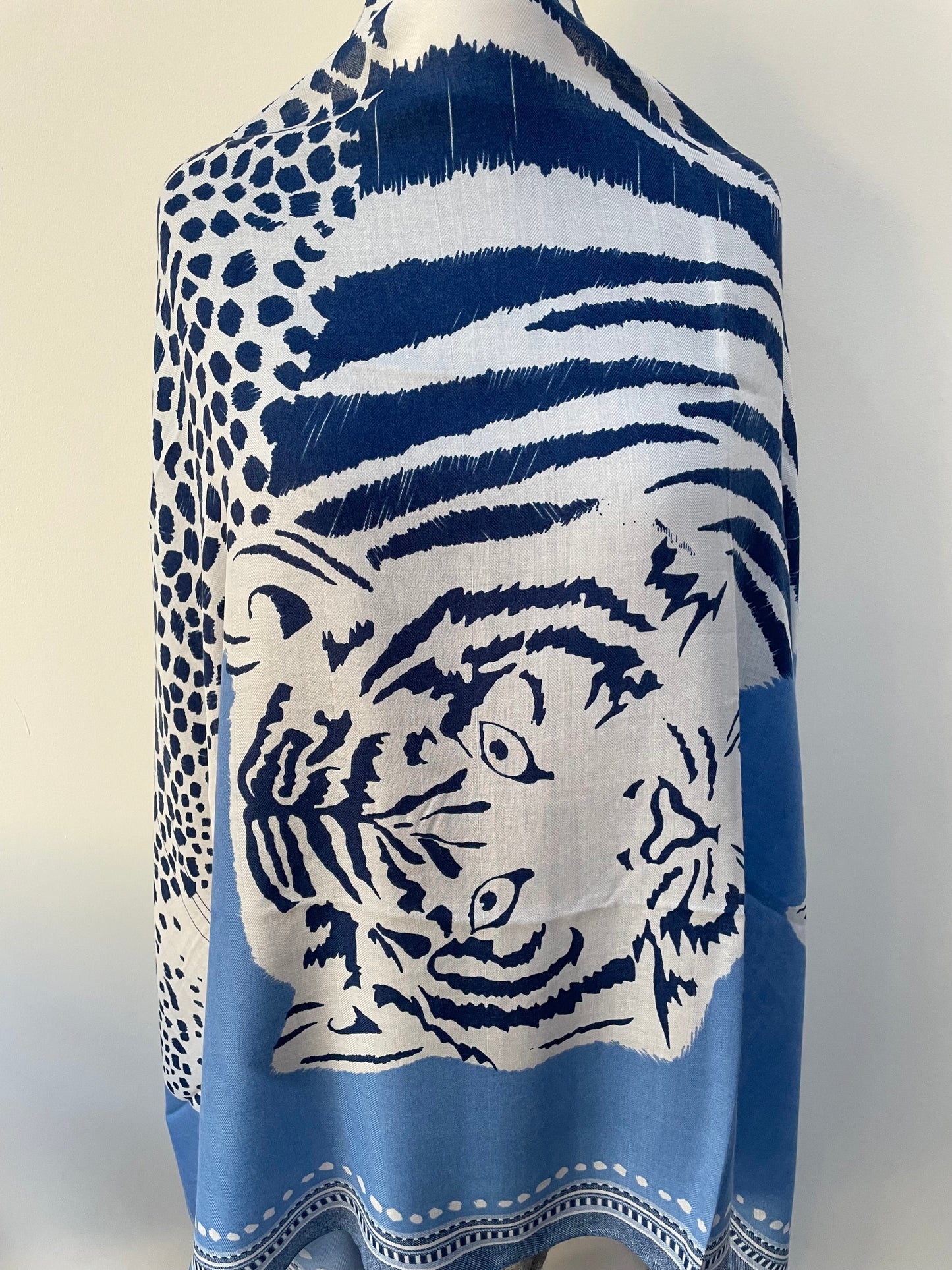 Summer Blue Tiger and Leopards Scarf