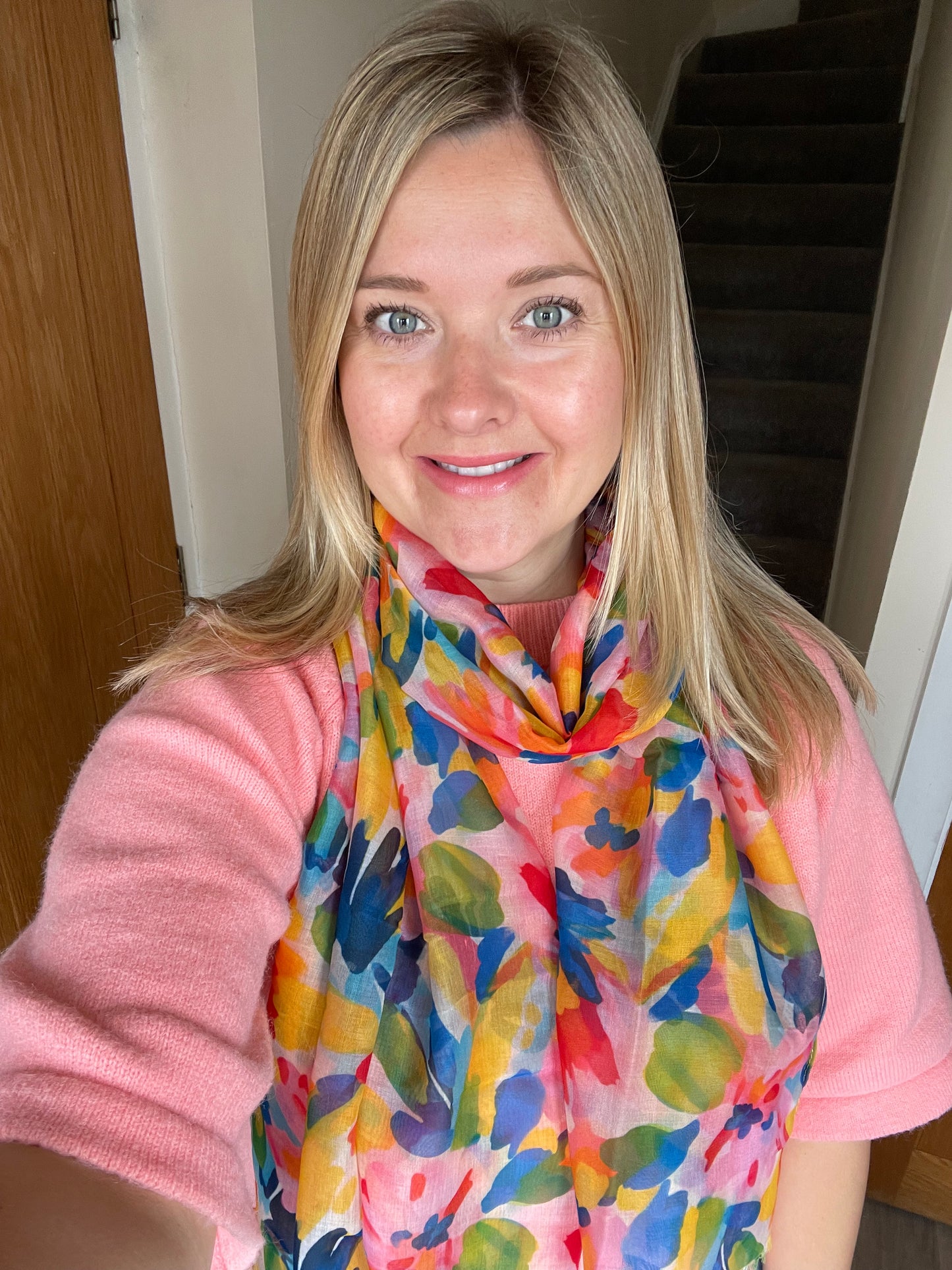 Spring Rainbow Floral Scarf