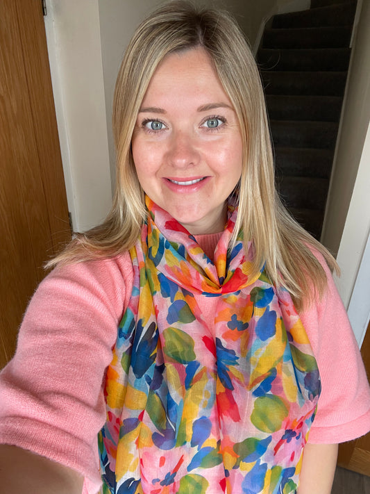 Spring Rainbow Floral Scarf
