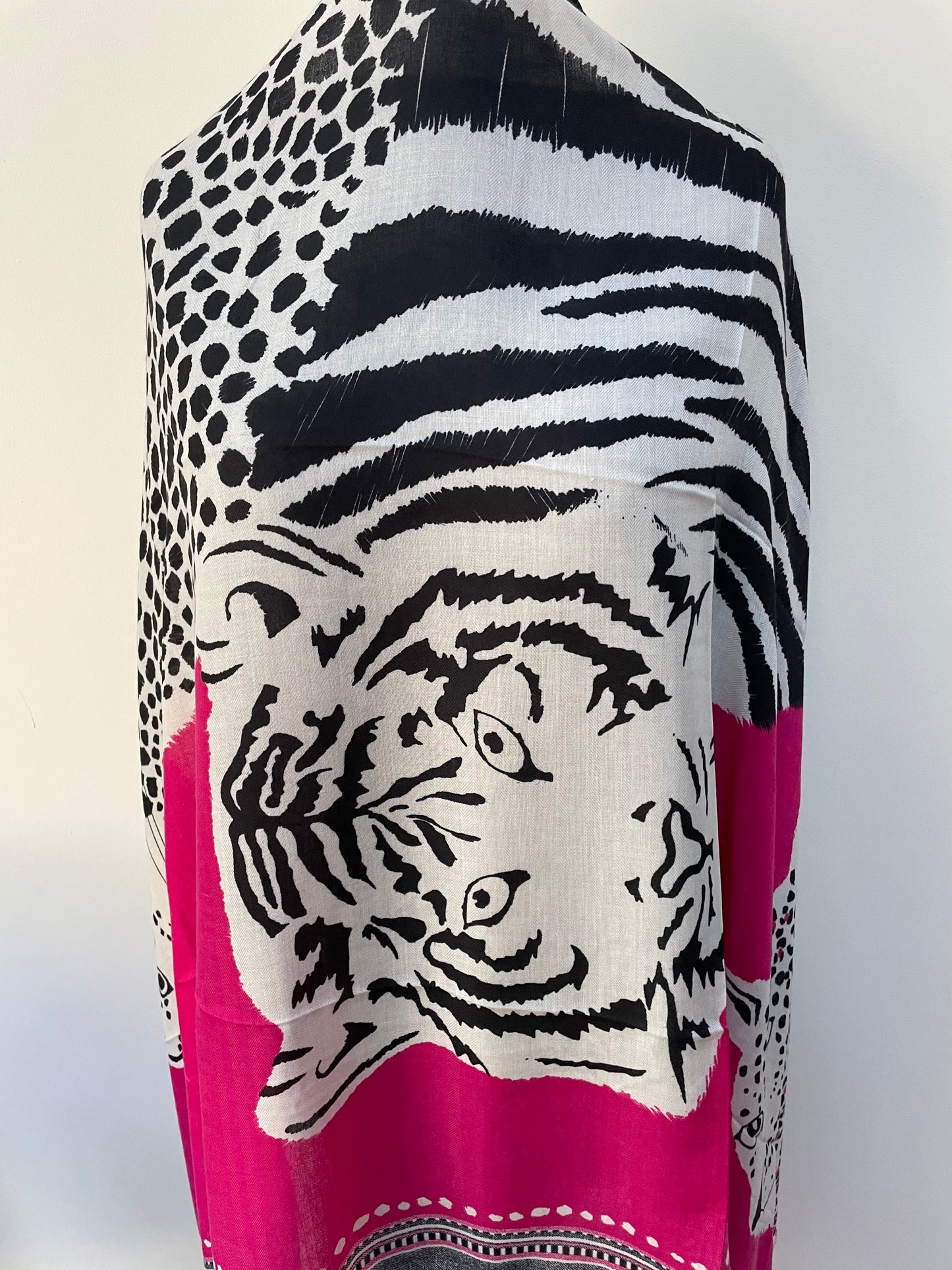 Winter Pink Tiger and Leopards Scarf