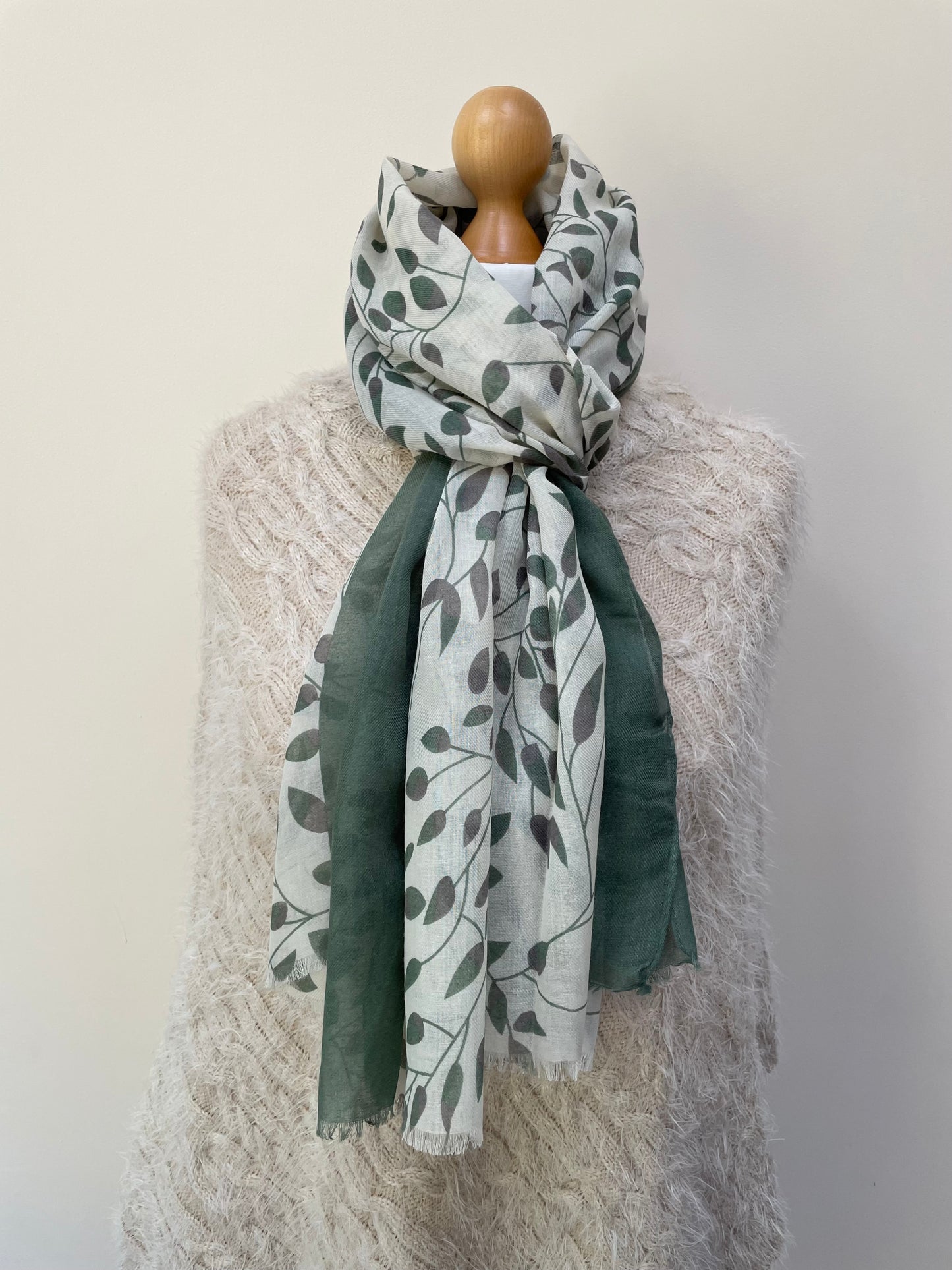 Autumn Green Little Leaves Scarf