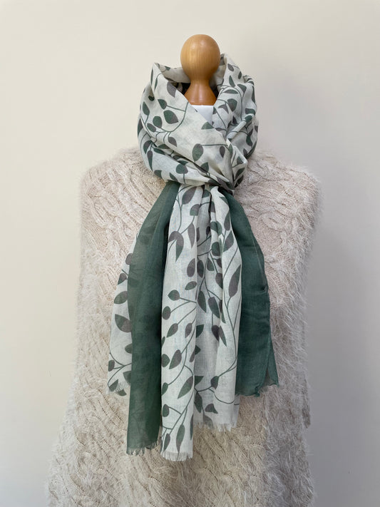 Autumn Green Little Leaves Scarf