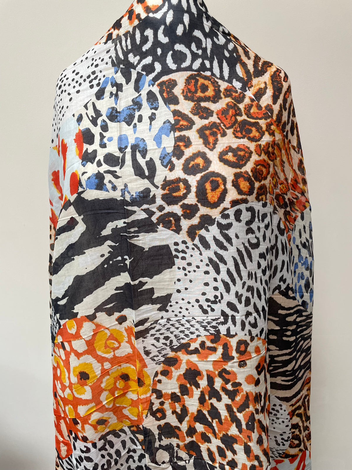 Orange Animal Print Cotton Scarf