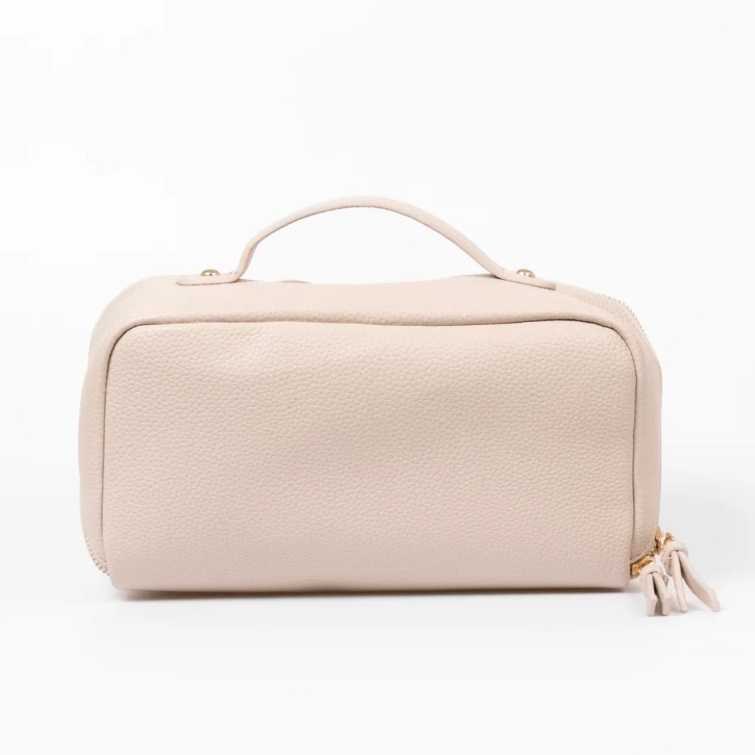 Cream Vanity Case Pebbled Faux Leather