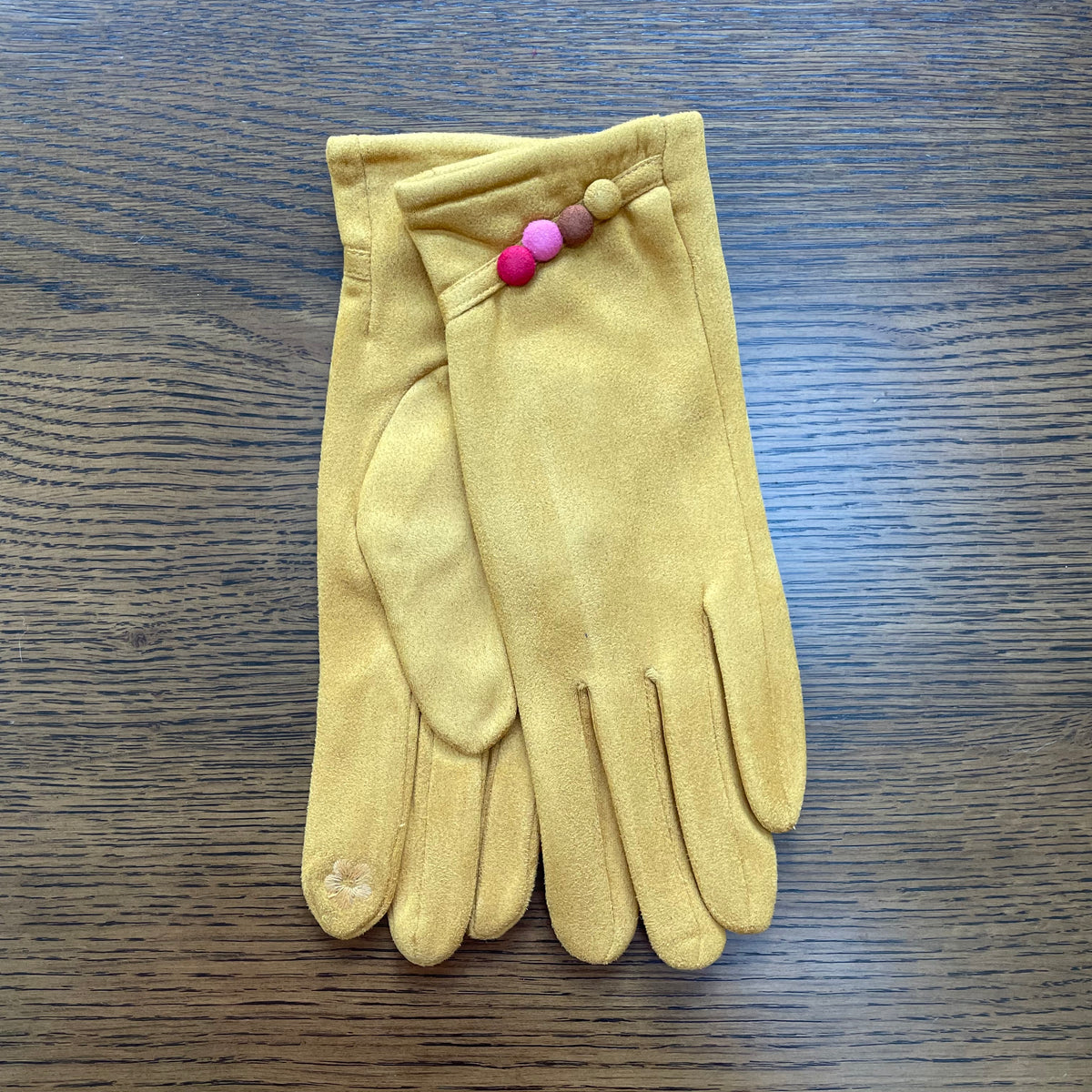 Autumn Mustard Colourful Button Gloves